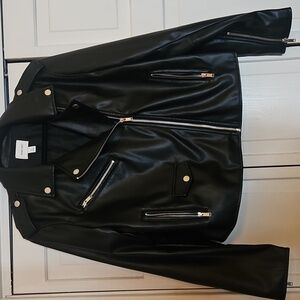 Nine West Size XL Black Faux Leather Jacket